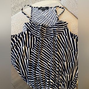 Women’s Size 4 Nine West Sleeveless Navy Blue/White Patterned Maxi Dress